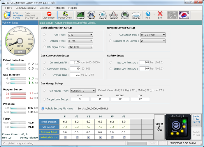 BFI/Gas gasoline Combined car ECU Connection/Real/time State monitoring (portfolio_BFI)